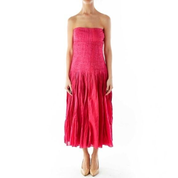 Diane Von Furstenberg DVF Womens Sheryl Strapless Midi Dress Magenta Pink size 6 - Picture 1 of 13